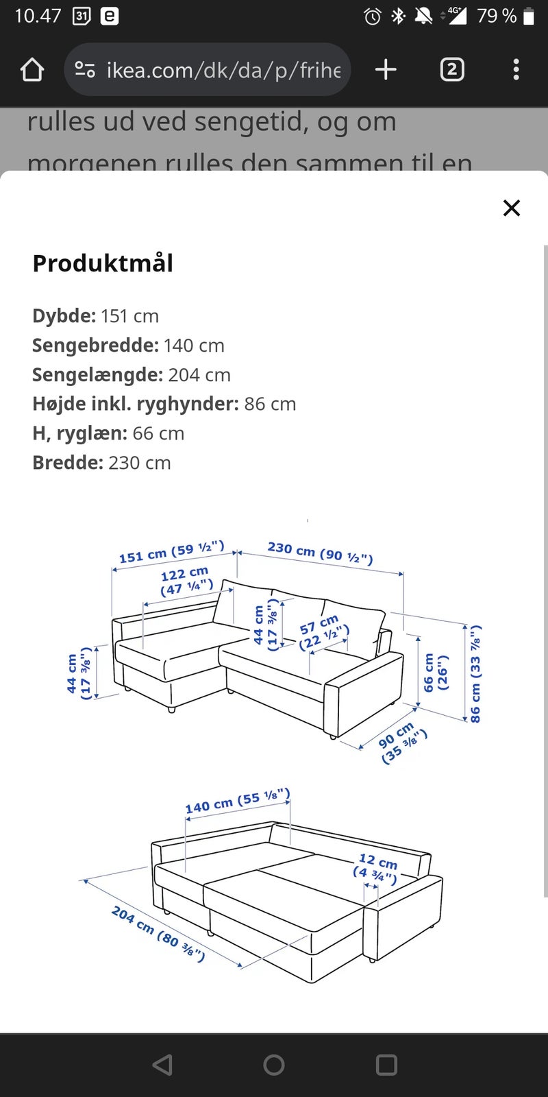 Sovesofa, Ikea, b: 230