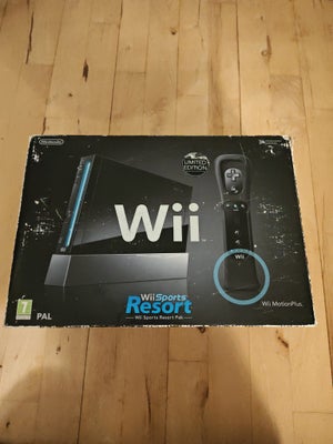 Nintendo Wii, Wii, God, Sort Nintendo Wii med alt tilbehør, inkl 4 spil og 2 extra silikone beskytte