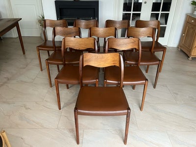 Niels O. Møller, stol, 10 stole i palisander og brun læder, designet af Niels O Møller, model 71 . A