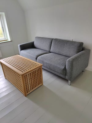Sofa, stof, 3 pers. , Grå, I fin stand. 
Den har runde stål men på 14 cm
L. 205
B. 85
H. 75 
Siddehø