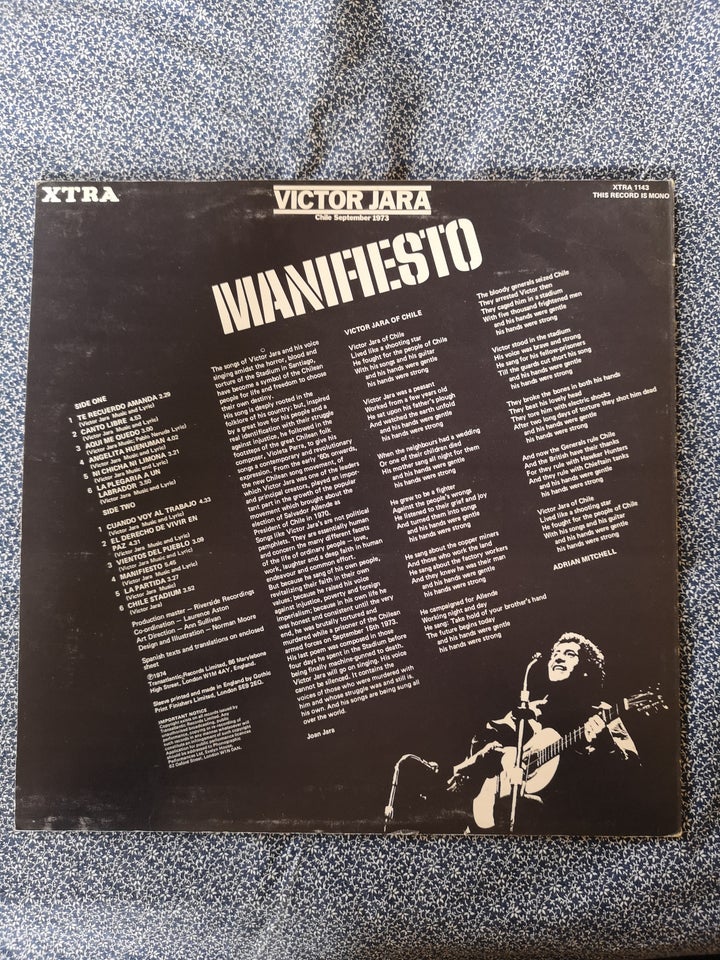 LP, NDT Victor Jara, Manifiesto - Chile - September 1973