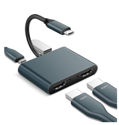 Adapter, USB-C dual 2 x HDMI, Passer til MacBook MacBook PRO
iPad PRO andre enheder med USB-C

USB-C