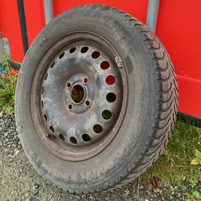 Stålfælge, 14", 165 / 70 / R14, krydsmål 4 x 100, ET 35, vinterdæk, Michelin, 4 mønster, fælge med d