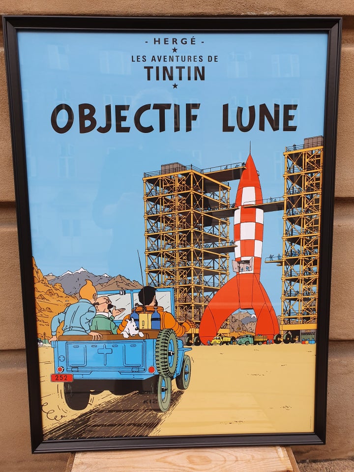 Nye originale Tintin Plakater I sorte trærammer, Herge,