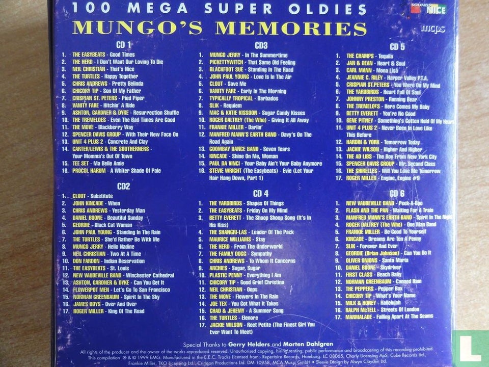 ¤// Various / Diverse: 6CDBOS : Mungo`s Memories - 100 mega