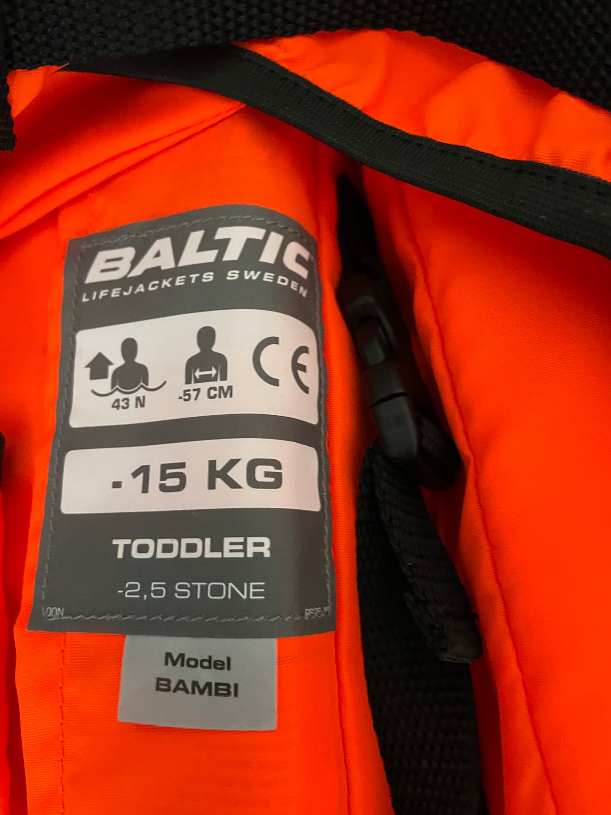 Redningsvest, Baltic - model Bambi, str. 15 kg