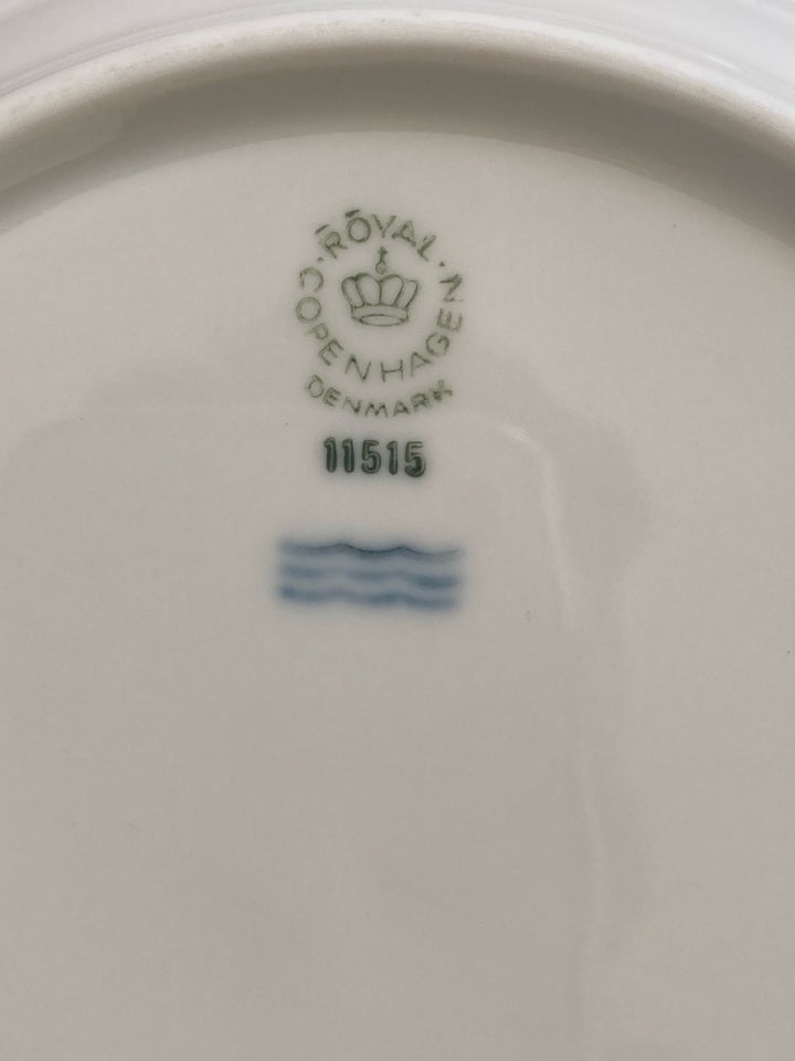 Porcelæn, 5 x Hvid vifte tallerkner, Royal Copenhagen