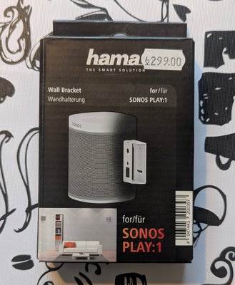 Højttaler,  SONOS, SONOS PLAY:1, 26856515 W, Perfekt, Hama Højtaler-vægbeslag model: 00118000 hvid f