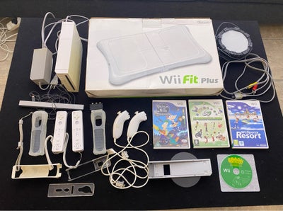 Nintendo Wii, Perfekt, Nintendo Wii med 2 controllere, 2 Nunchuck, Holder, Strøm og TV kabel, Balanc