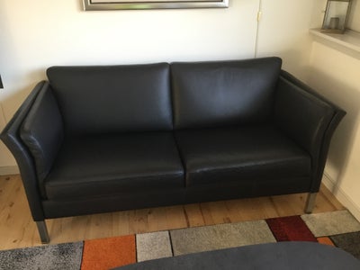 Sofa, læder, anden størrelse , Tobruk 2,5 personers  lædersofa., Flot og næsten ubrugt sort kvalitet