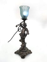 Art Nouveau lampe, Hvidmetal, 100 år gl.