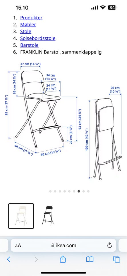 Stol høj , Franklin fra Ikea