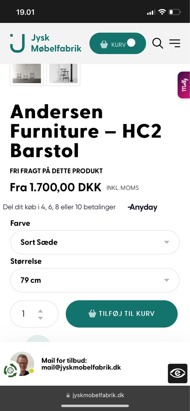 Barstol, Andersen furniture