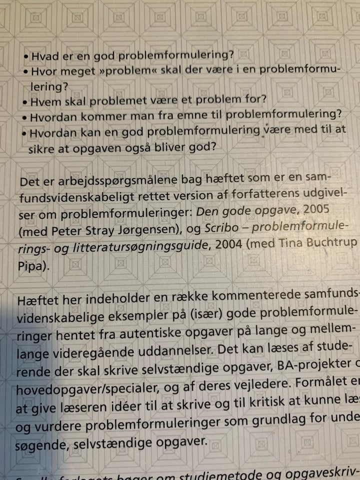 Problemformulering på de samfundsvidenskabelige , Lotte