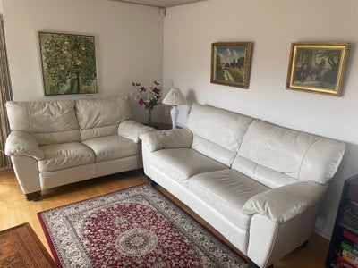 Sofagruppe, læder, 3 pers. , Editions, Råhvid Italiensk læder sofagruppe bestående af en 3 personers