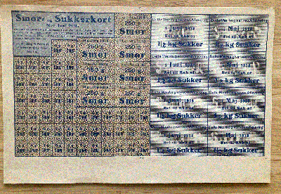 Andre samleobjekter, Sukker og Smørkort 250 g Smør + Sukkemærker 1918