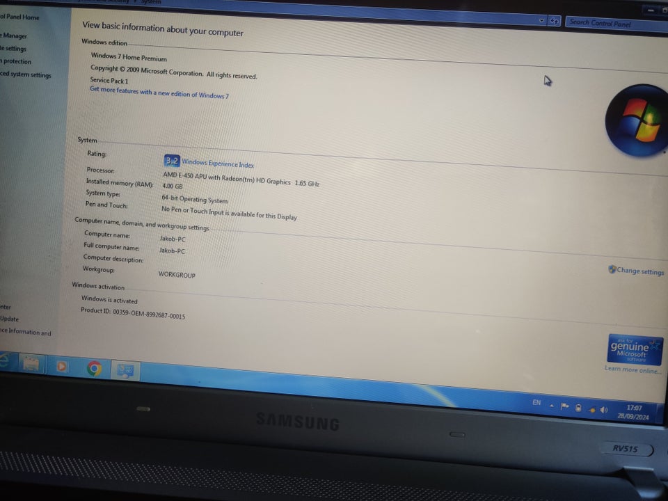 Samsung NP-RV515, 165 GHz, 4 GB ram