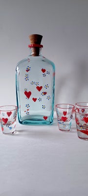 Glas, Skøn flaske med snapseglas, Jacob E. Bang for Holmegaard, Den fineste snapseflase med  snapseg