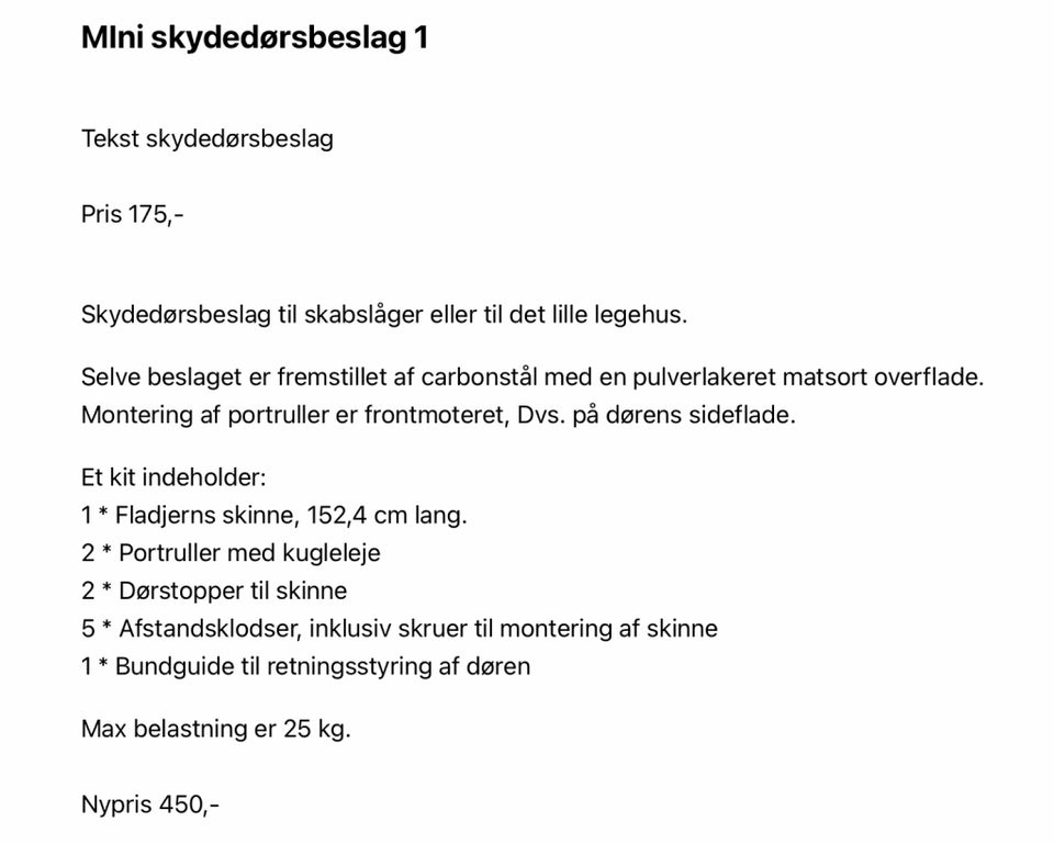 Skydedørsbeslag