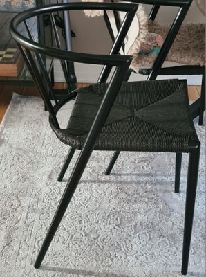 Spisebordsstol, Metal og flet, Lækre stålstole med sort flet. Brugt sparsomt og har altid haft hynde