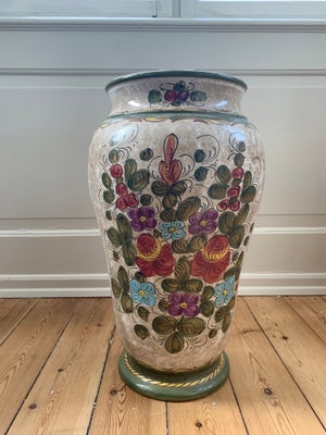 Keramik, Italiensk gulvvase, Smuk italiensk Deruta håndmalet vintage vase / gulvvase / paraplyholder