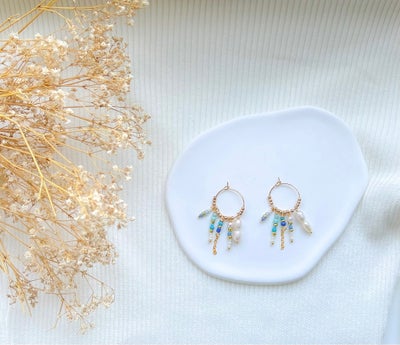 Øreringe, andet materiale, Eget design, Meget smukke nye hjemmelavede perle øreringe 
Homemade desig