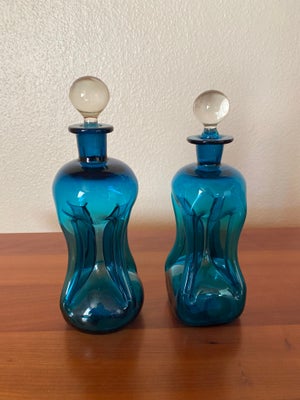Glas, Holmegaard blå klukflasker, Holmegaard, Har 2 stk Holmegaards blå klukflasker. De er i  den  s