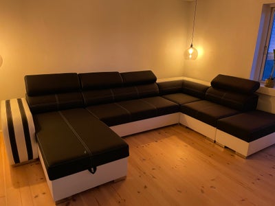 U-sofa, bomuld, 7 pers. , Moderno, Stor sofa med ekstra udtræk til sovesofa. To opbevaringspladser.
