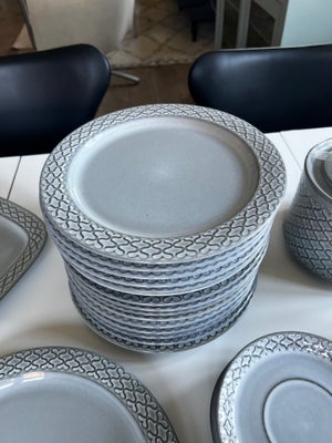 Stentøj, Tallerkner, Bing & Grøndahl 325 Middagsallerken 24 cm B&G Grå Cordial Quistgaard Nissen Kro