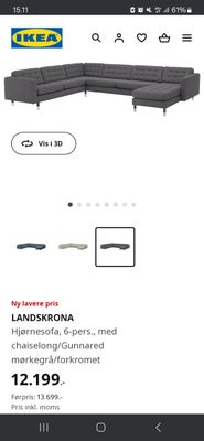 Hjørnesofa, stof, 5 pers. , Ikea, Lækker stor sofa fra ikea. Ikke ryger el dyre hjem