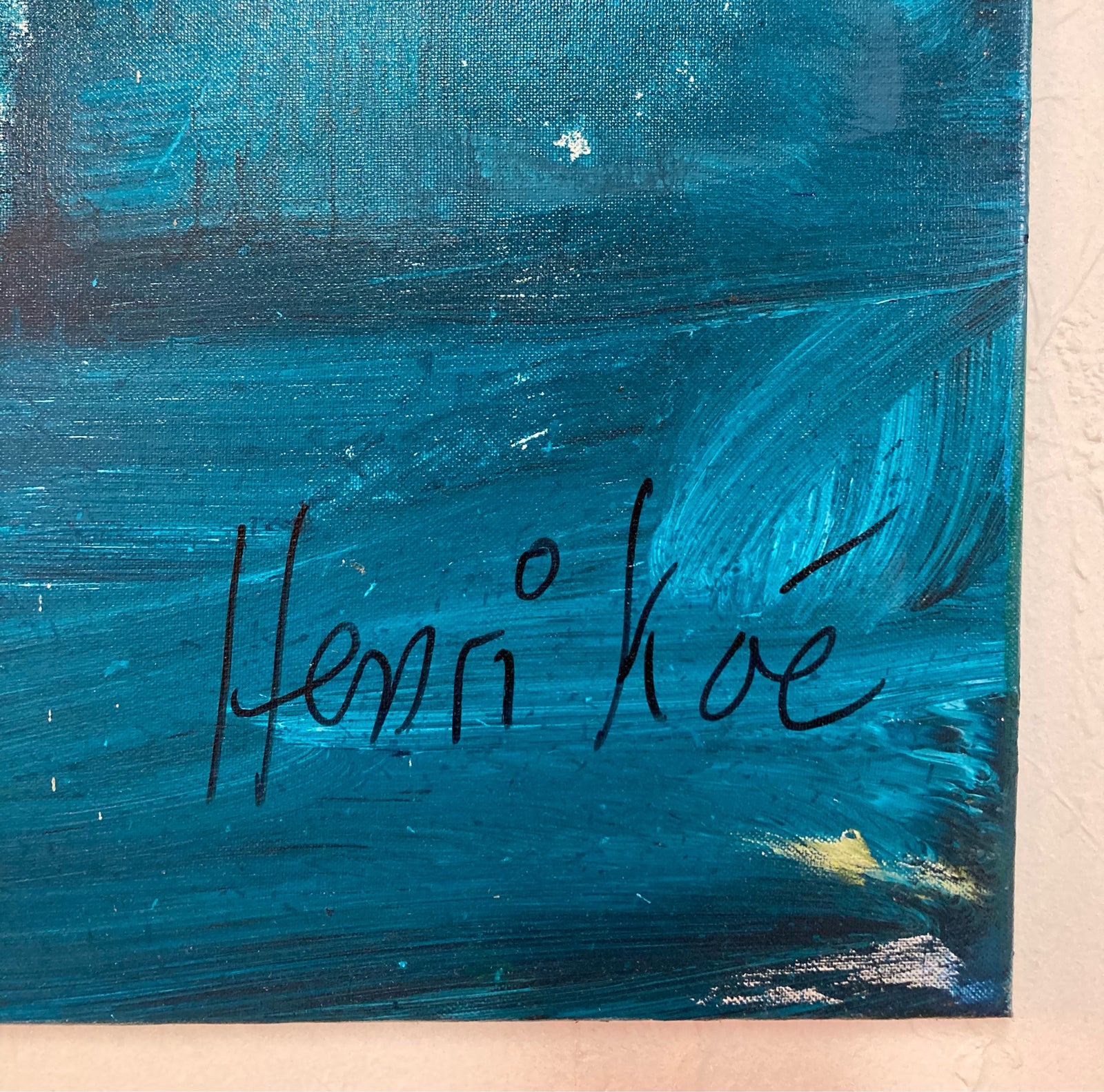 Akrylmaleri, Henri Koé, b: 170 cm h: 90 cm