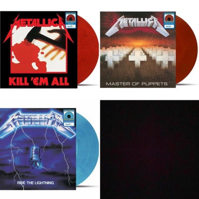LP, Metallica, 3 FARVEDE vinyler, Rock, Én for 349kr. Alle 3 for 899kr.

Kill 'Em All er lavet på rø