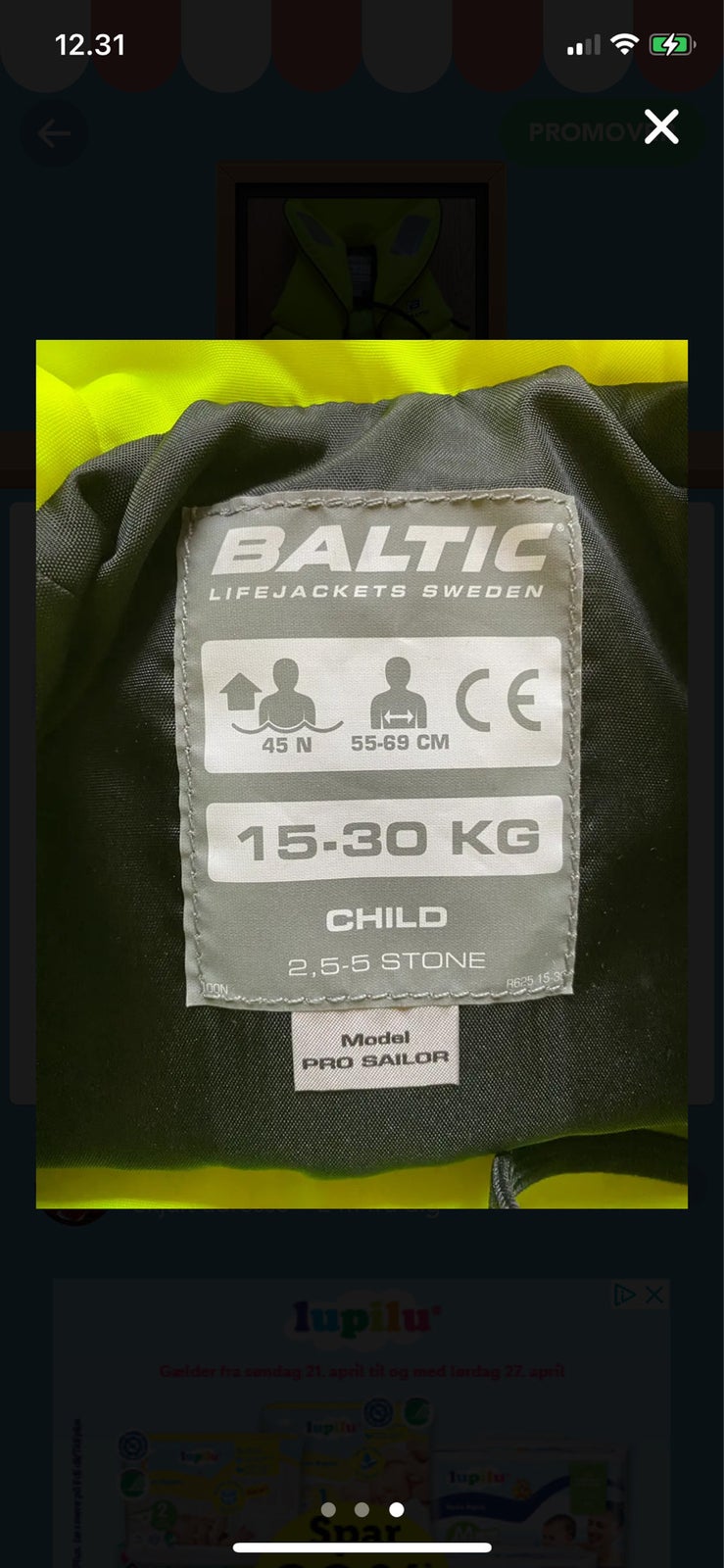 Redningsvest, Baltic, str. 15-30kg