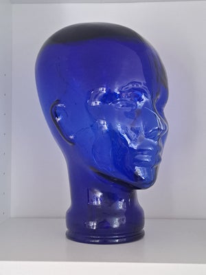 Blåt glashoved, Mega fedt blåt glashovede til pynt, hatteholder eller som unik lampe (har puttet en 