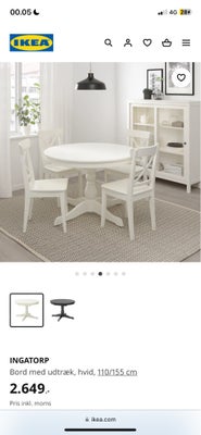 Spisebord, Træ, IKEA, Rundt Spise bord med udtræk sælges billigt. 
Den har en skade i udtrækket( se 