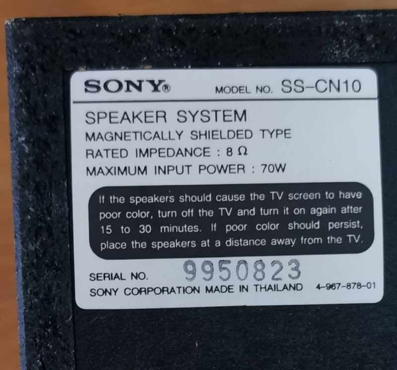 Centerhøjttaler, Sony, SS-CN10 + kabel
