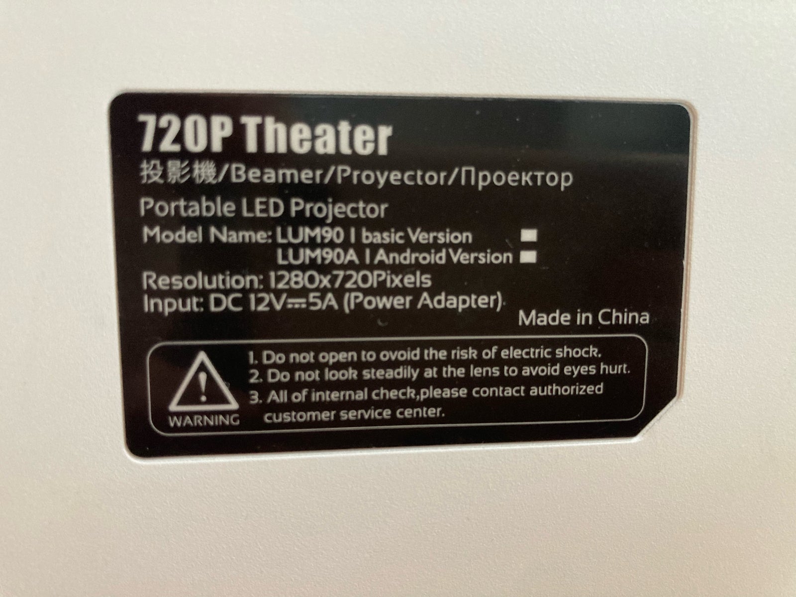 Projektor, 720P theater, Perfekt