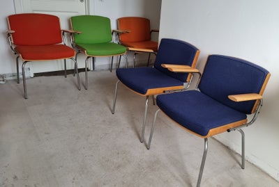 DUBA, Konference stol, dansk design, vintage, retro, Armstol, spisebordsstol, kromstel og træ, 5 stk