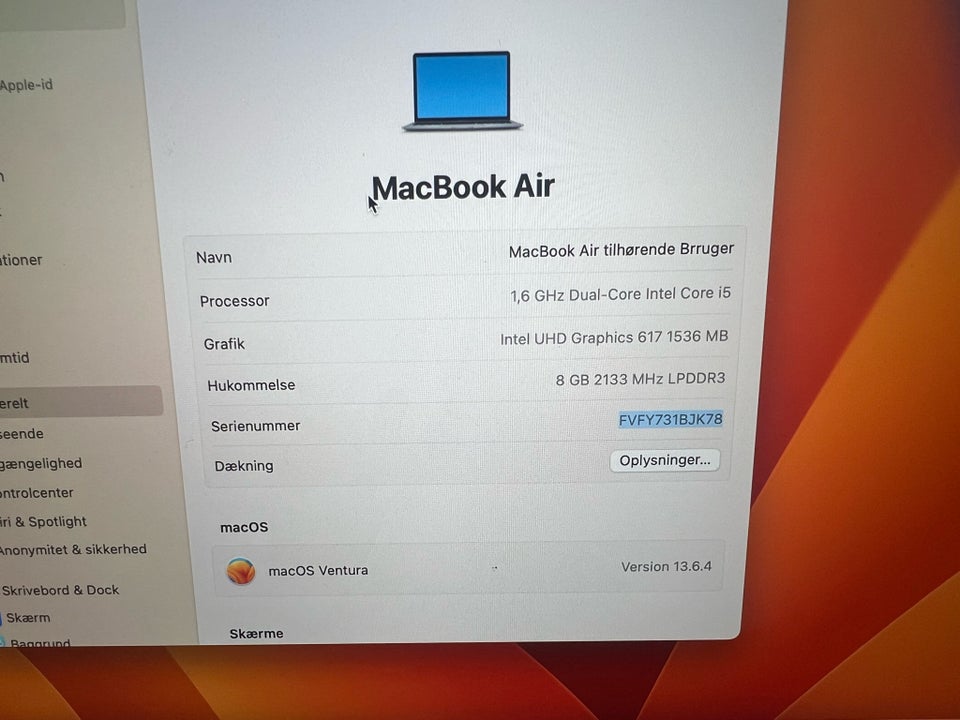 MacBook Air, 2018, 1.6 GHz