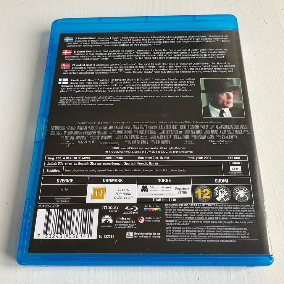 A Beautiful Mind, Blu-ray, drama