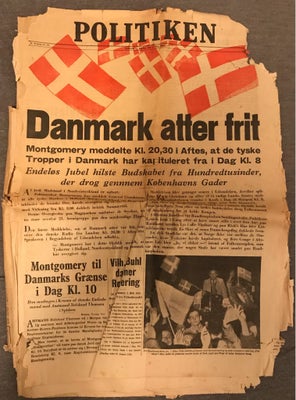 Bøger og blade, Politiken avis 5. Maj 1945 befrielsen ww2, Politikens ikoniske avis fra befrielsen d