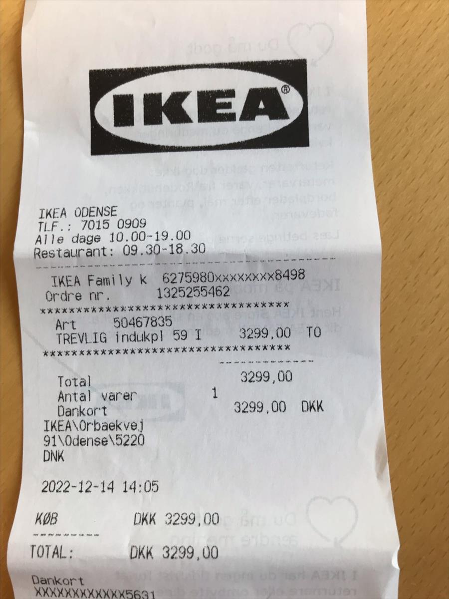 Induktionskogeplade, andet mærke IKEA TREVLIG, b: 59 d: 51
