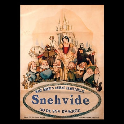 Plakat, Walt Disney, motiv: KØBES Snehvide-plakat, Jeg søger den originale danske filmplakat fra Wal