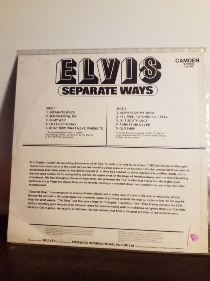 LP, ELVIS presley, SEPARATE WAYS