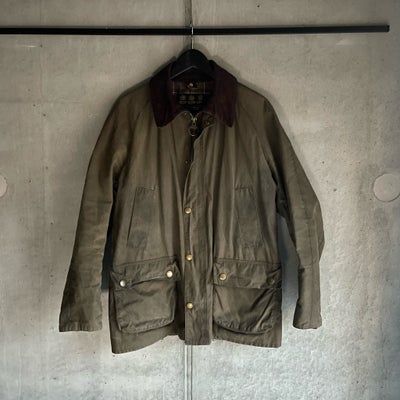 Oilskinsjakke, str. L, Barbour,  Olive,  God men brugt, Waxed Ashby jakke fra Barbour. Str. Large

S