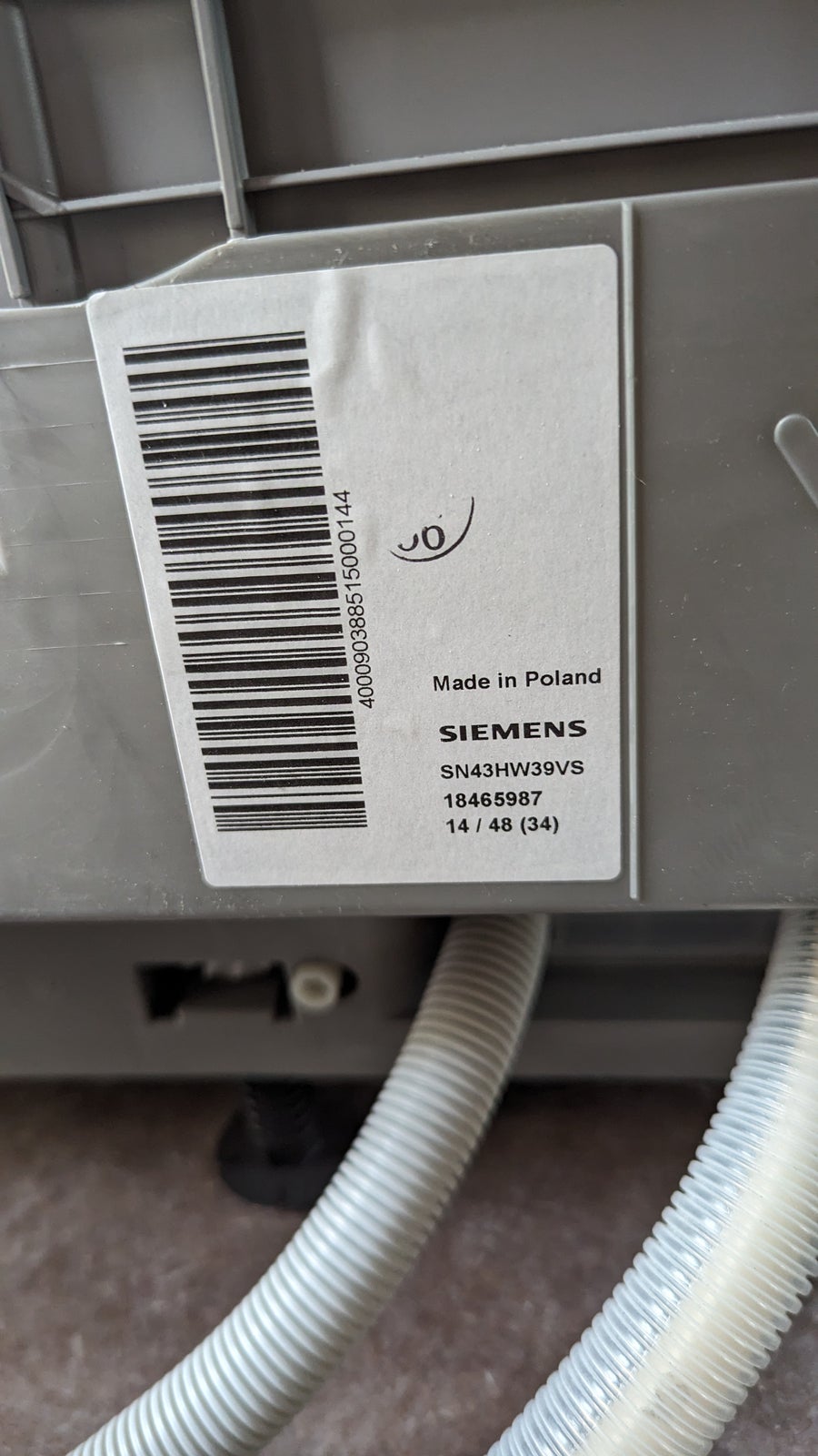 Siemens SN43HW39VS, indbygning, energiklasse D