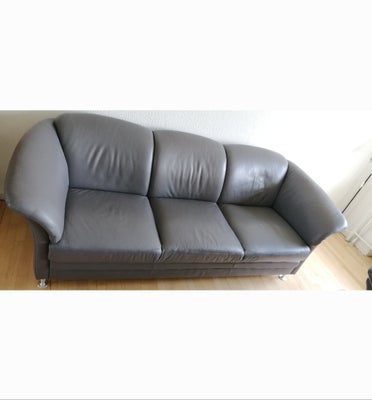 Sofagruppe, sofagruppe, Hjort Knudsen, 3+2 kvalitets sofagruppe, ægte læder, grå, jævnligt behandlet