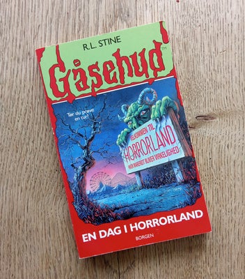Gåsehud En Dag i Horrorland, R. L. Stine, genre: gys, Bog i Gåsehud serien, på dansk. Se billede...
