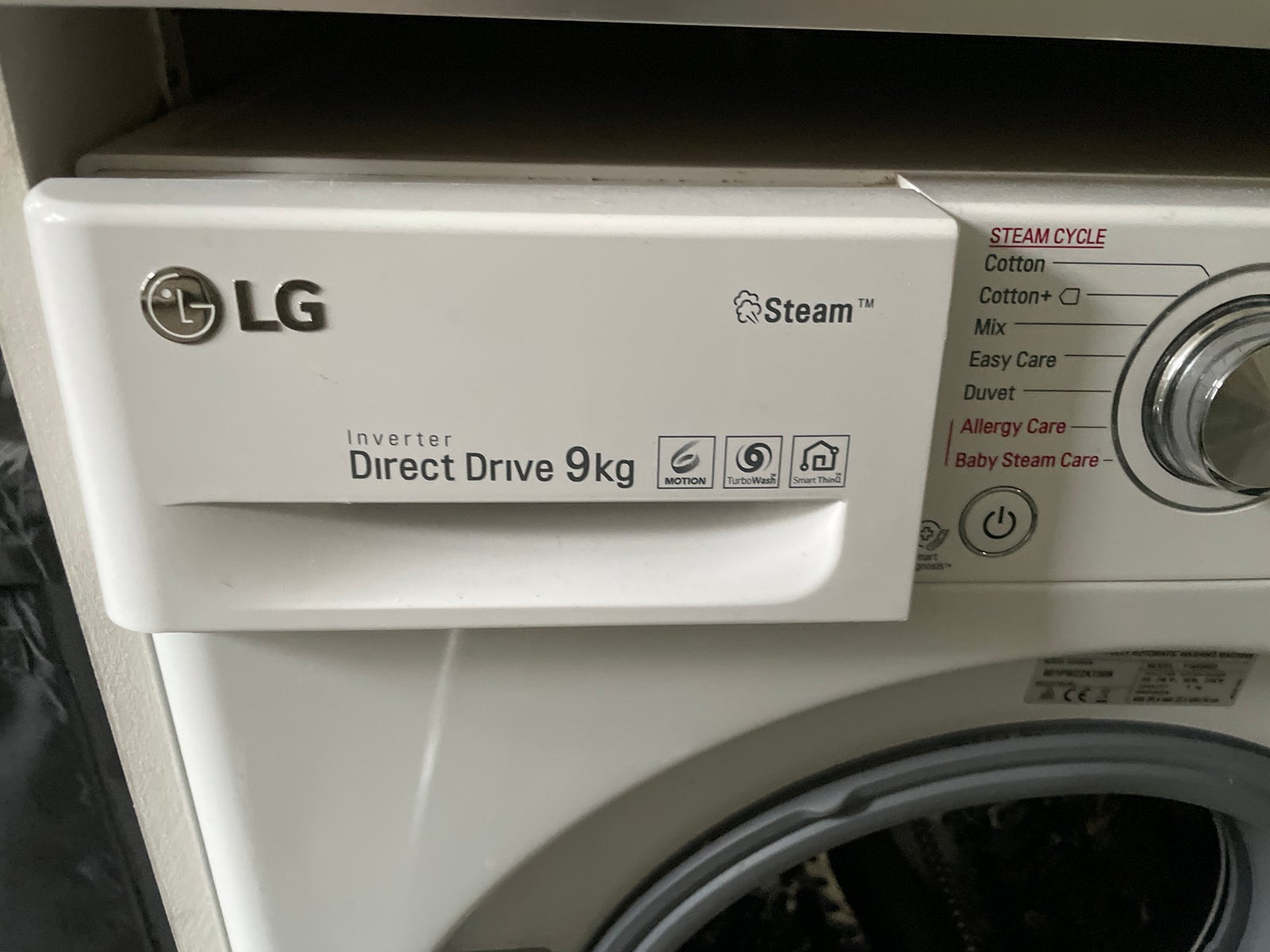 LG vaskemaskine, 801PWZZKT509, frontbetjent