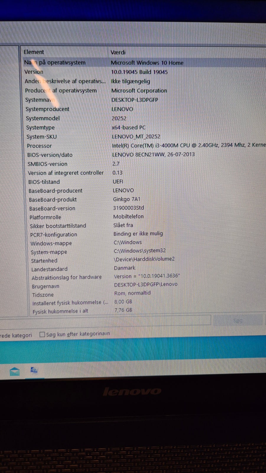 Lenovo G710, 2.40 GHz, 8 GB ram